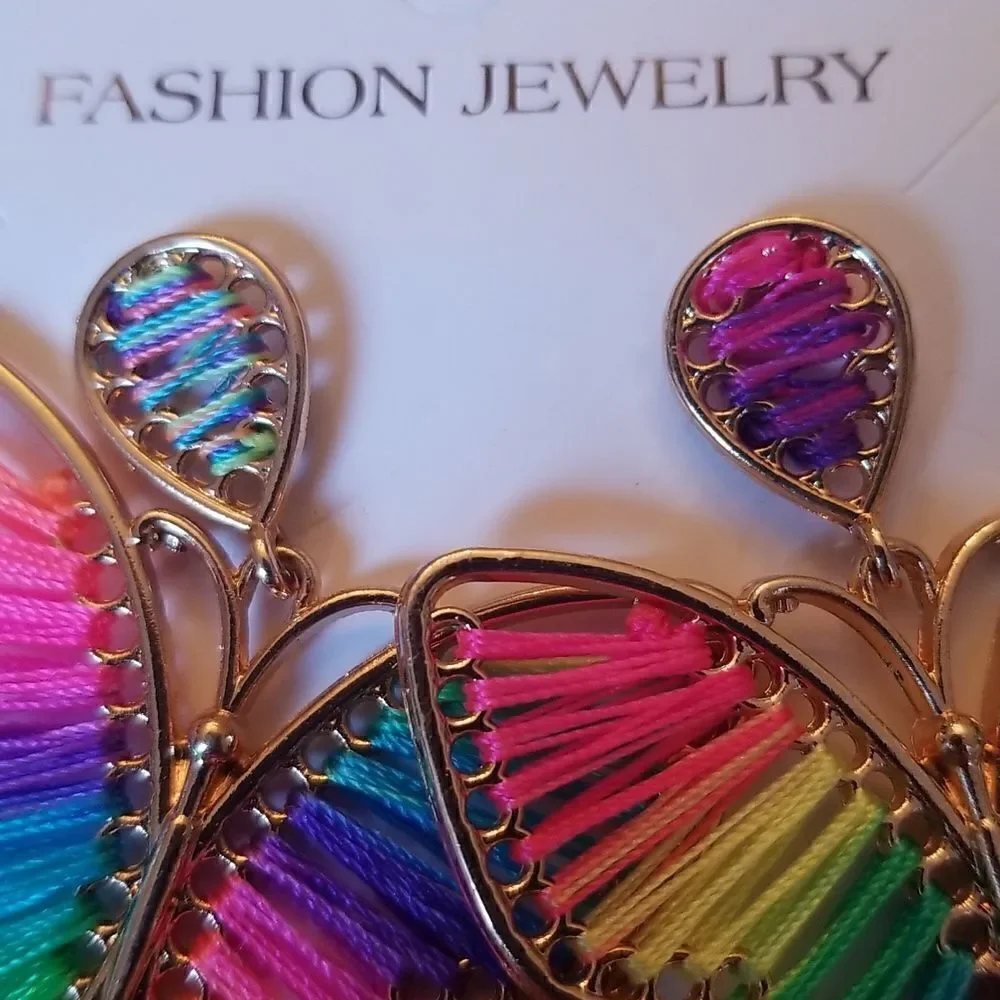 Butterfly earrings cotton thread